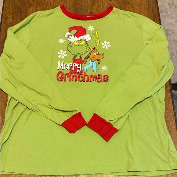 The Grinch Tops - Merry Grinchmas Long Sleeve Tee - Green and Red